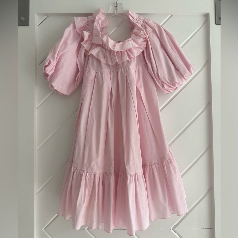 Selkie Pink Off the Shoulder Ruffle Dress Size XS